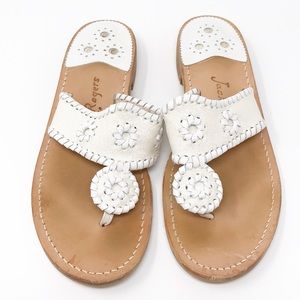 Jack Rogers White Sparkle Palm Beach Sandal Size 9